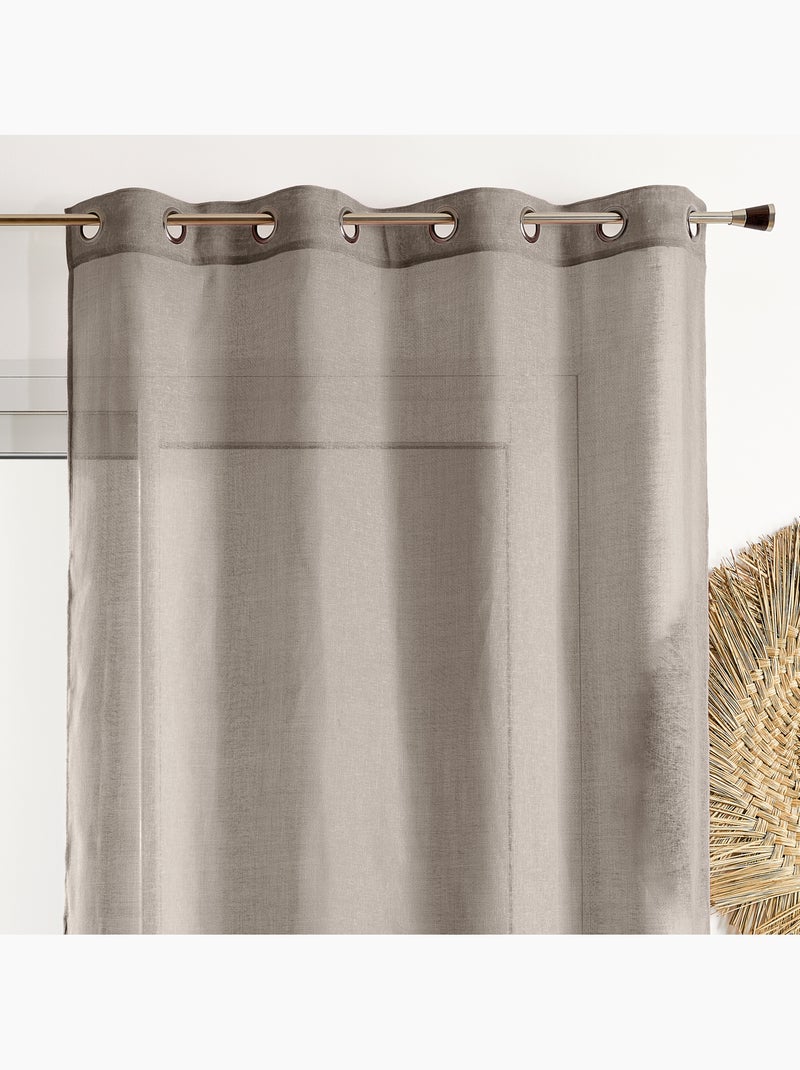 Voilage poly-lin uni  fluide Gris - Kiabi