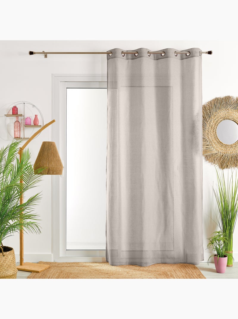 Voilage poly-lin uni  fluide Gris clair - Kiabi