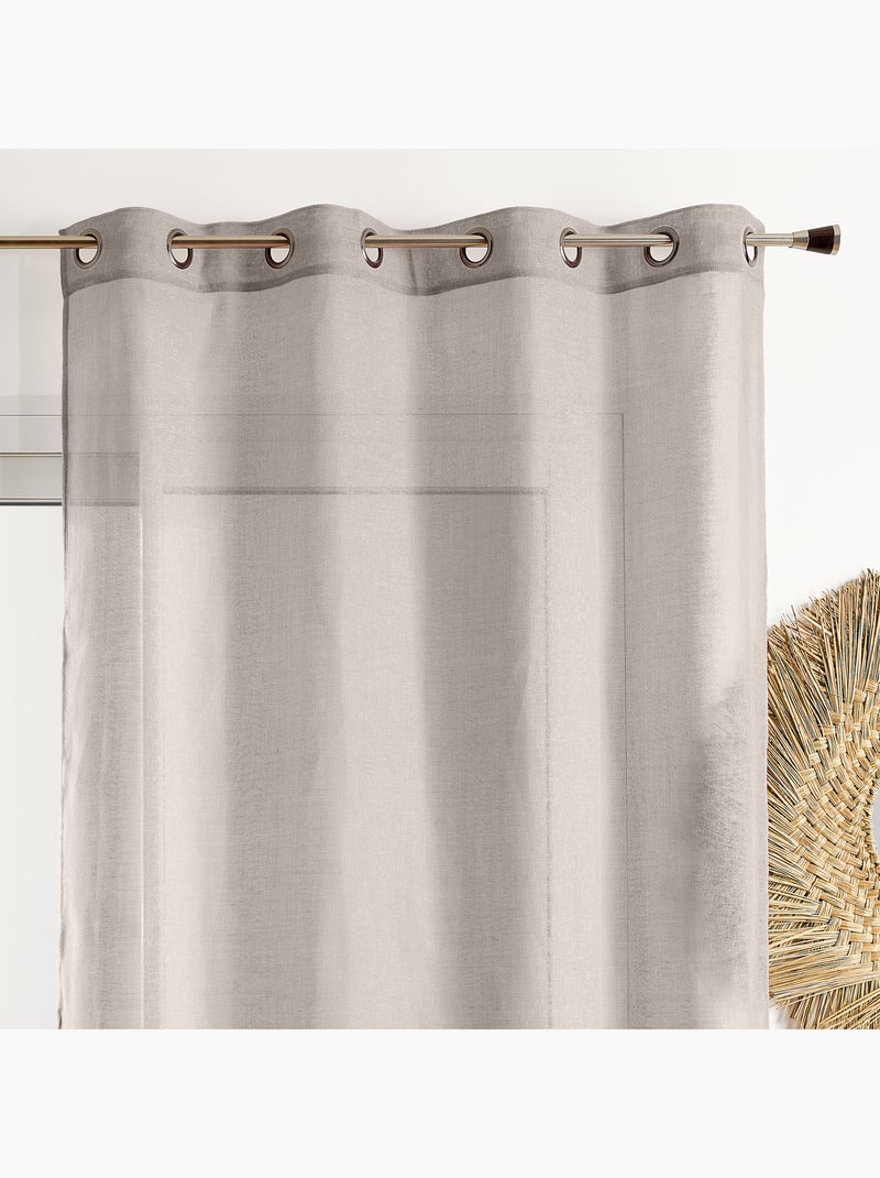 Voilage poly-lin uni  fluide Gris clair - Kiabi