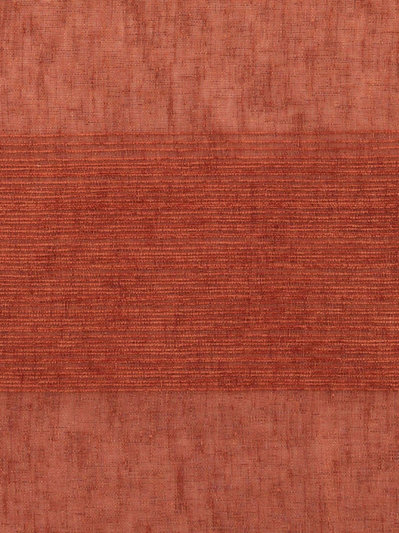 Voilage rayé fils chenille  - effet lin Terracotta - Kiabi