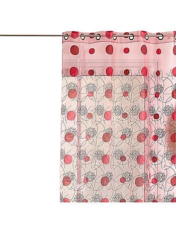 Voilage rouge motifs brodés