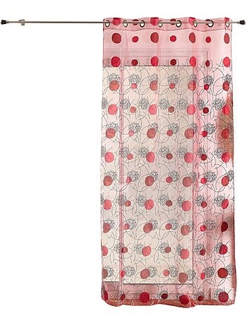 Voilage rouge motifs brodés
