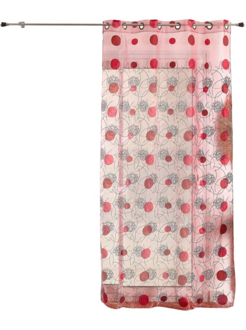 Voilage rouge motifs brodés - Kiabi