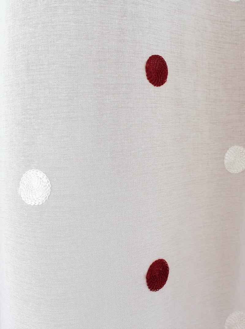 Voilage sablé brodé "Pois colorés" Bordeaux - Kiabi