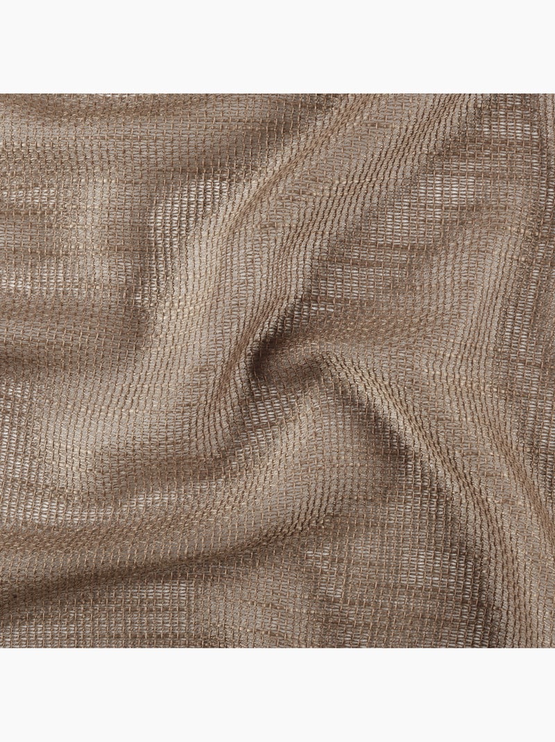 Voilage tamisant à œillets  - Effet filet ajouré Taupe - Kiabi