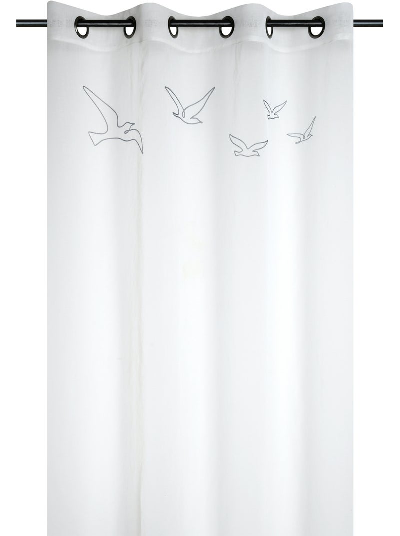 Voilage tamisant à œillets motif oiseaux Blanc - Kiabi