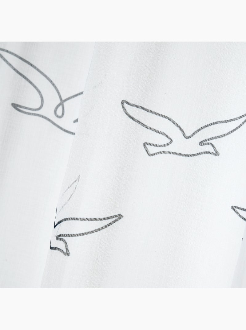 Voilage tamisant à œillets motif oiseaux Blanc - Kiabi