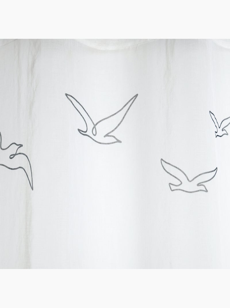 Voilage tamisant à œillets motif oiseaux Blanc - Kiabi