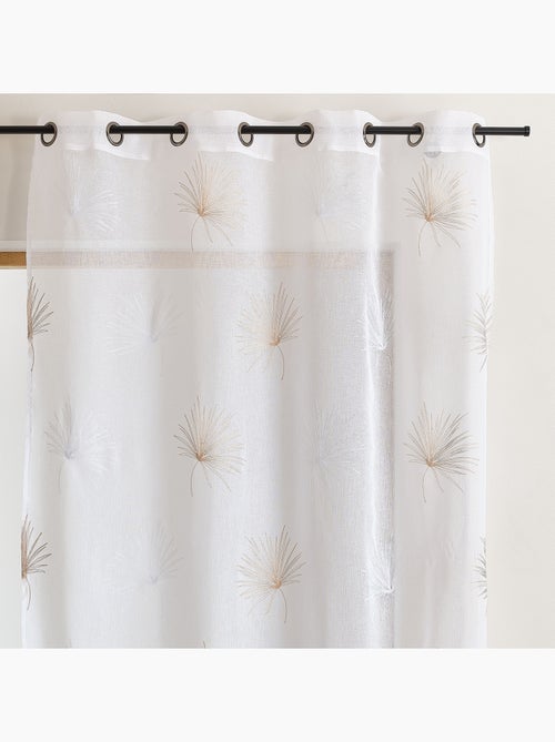 Voilage tamisant broderie palme - Kiabi