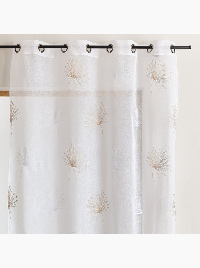 Voilage tamisant broderie palme Beige - Kiabi