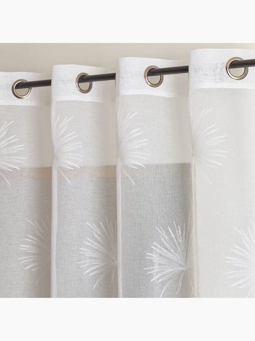 Voilage tamisant broderie palme - Kiabi