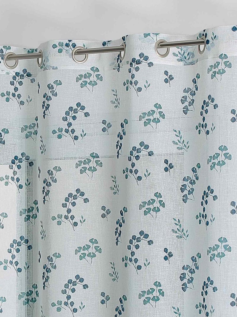 Voilage tamisant en étamine fleurie Bleu - Kiabi