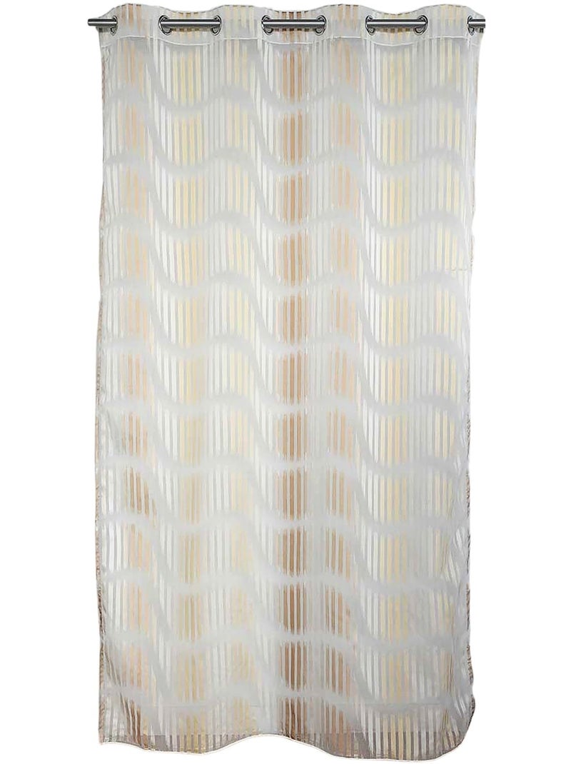 Voilage tamisant en jacquard à rayures verticales ondulées Ivoire - Kiabi