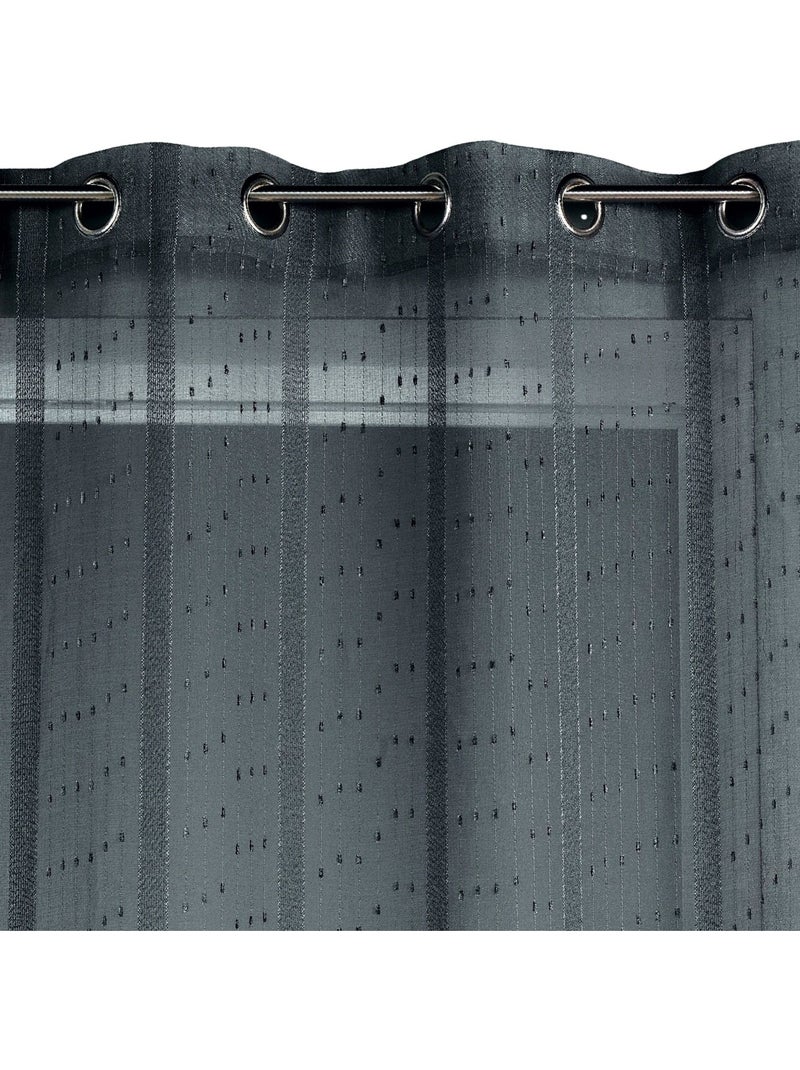 Voilage tissé à fines rayures filetées gris anthracite - Kiabi