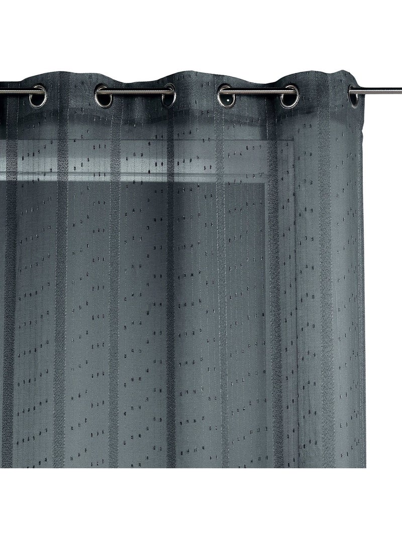 Voilage tissé à fines rayures filetées gris anthracite - Kiabi