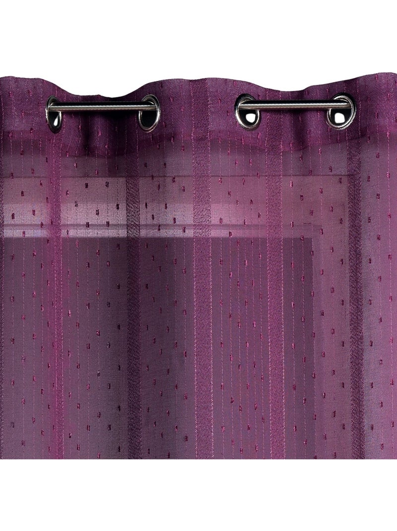 Voilage tissé à fines rayures filetées Violet prune - Kiabi