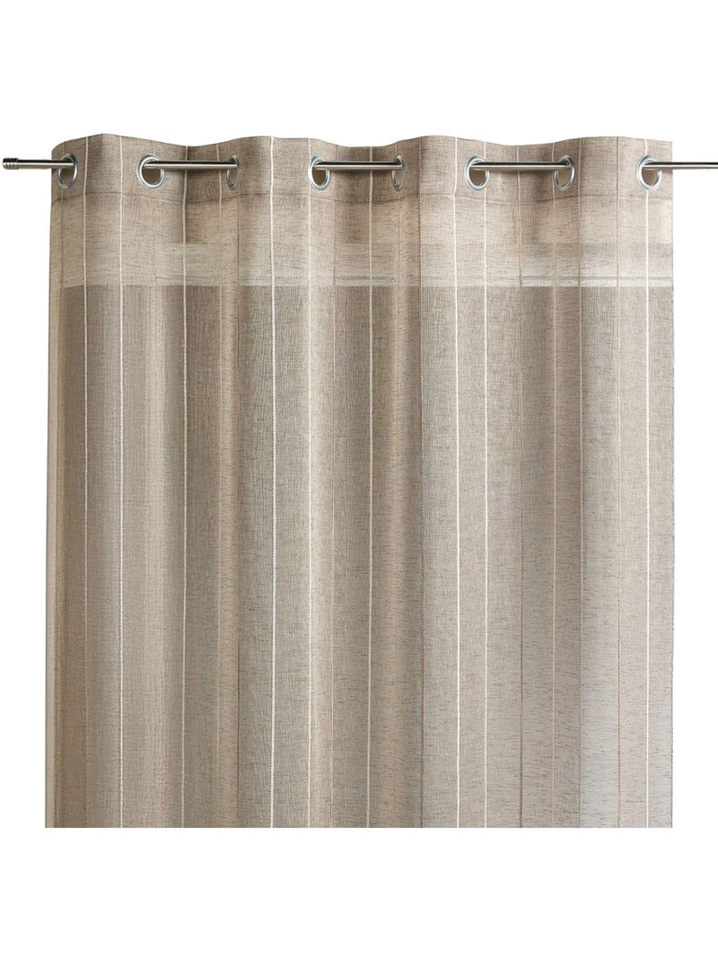 Voilage tissé à rayures verticales fines Taupe - Kiabi