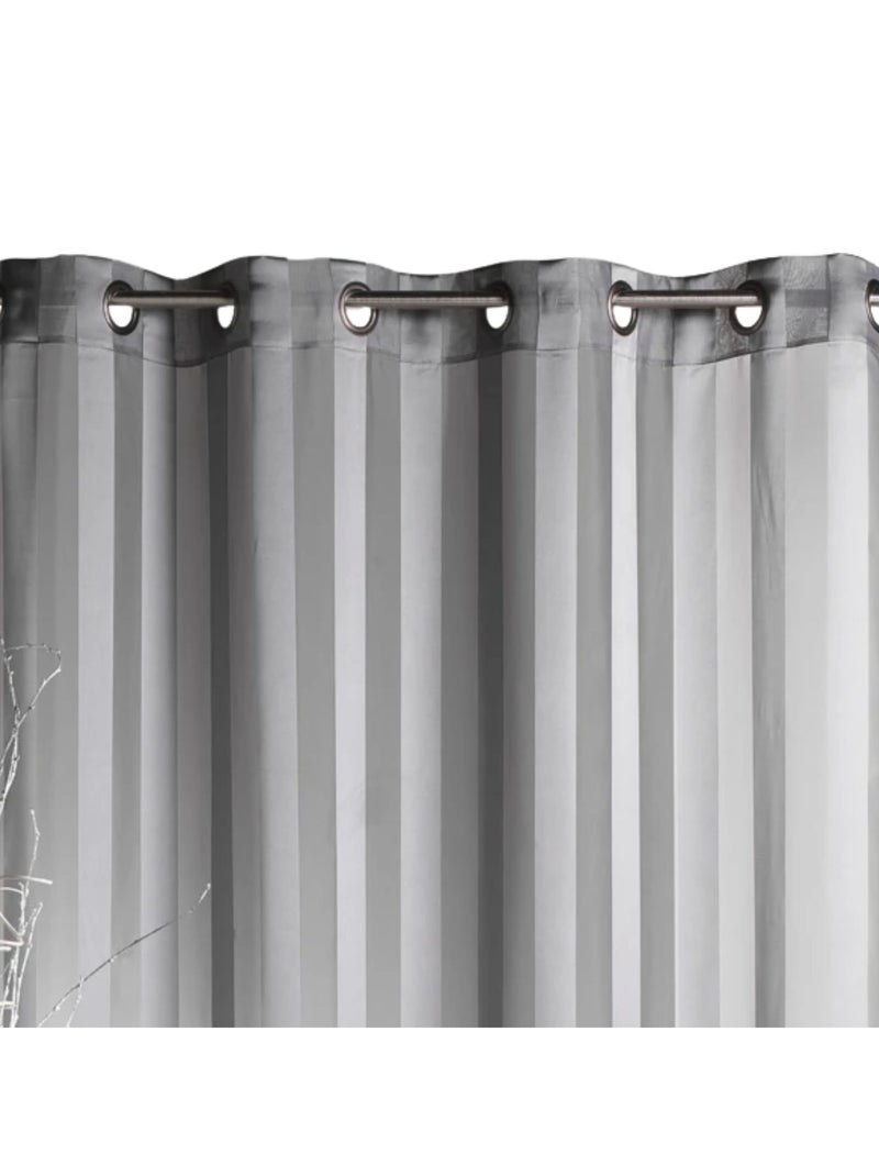 Voilage tissé à rayures verticales ton sur ton Gris clair - Kiabi