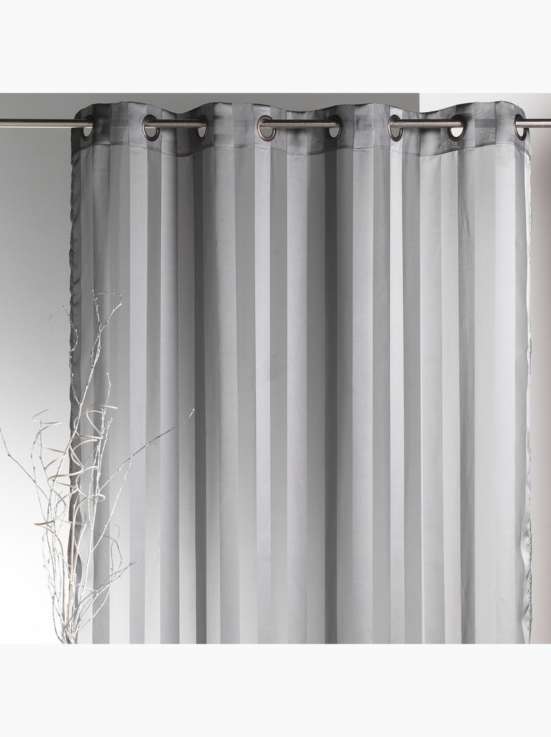 Voilage tissé à rayures verticales ton sur ton Gris clair - Kiabi