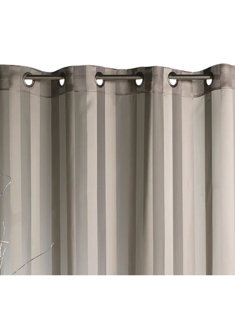 Voilage tissé à rayures verticales ton sur ton Taupe - Kiabi
