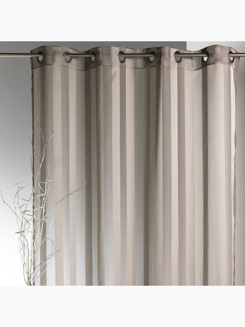 Voilage tissé à rayures verticales ton sur ton Taupe - Kiabi