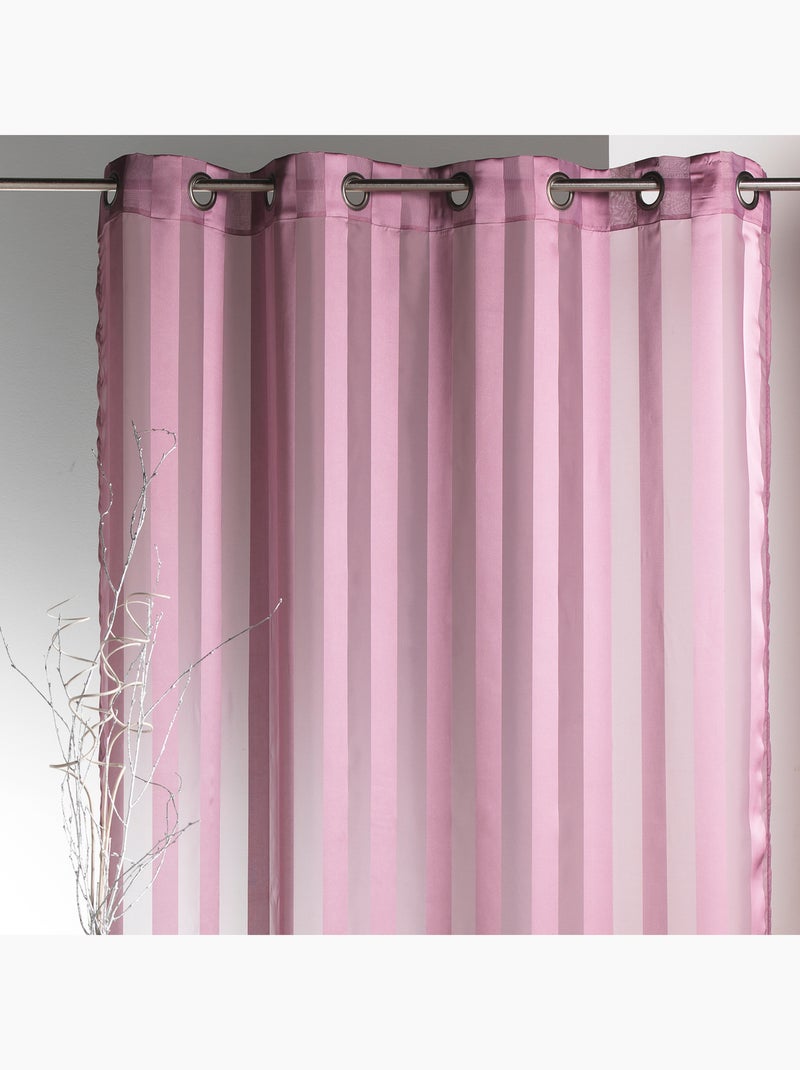 Voilage tissé à rayures verticales ton sur ton Vieux rose - Kiabi
