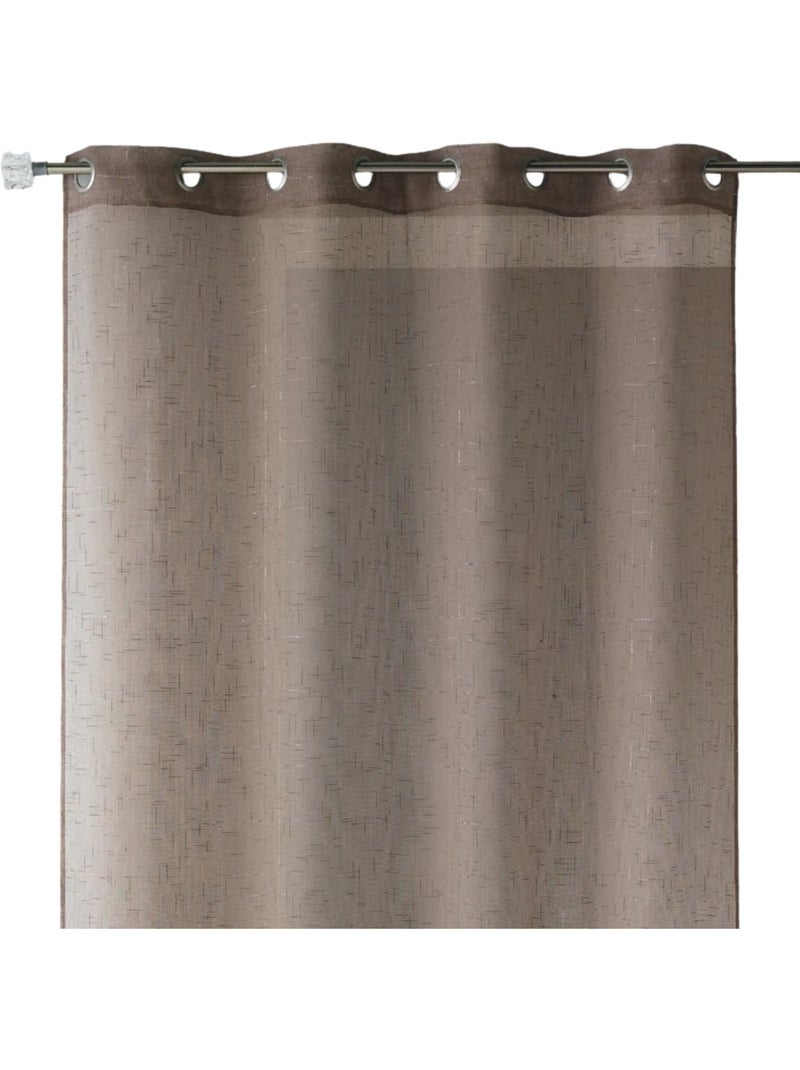 Voilage uni avec fils de lurex Taupe - Kiabi