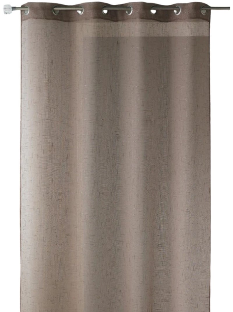 Voilage uni avec fils de lurex Taupe - Kiabi