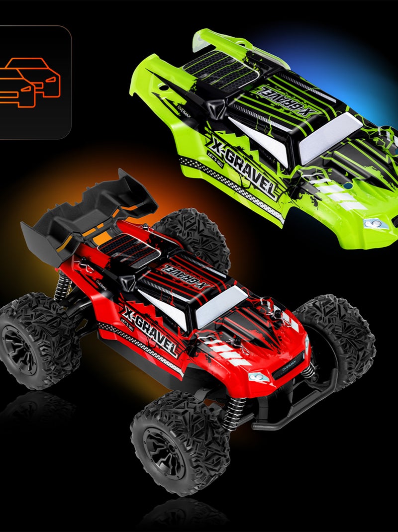 Voiture télécommandée OVERMAX X-Gravel - 2 x Carrosserie - Tout terrain - 20 km/h - 30 min Noir / Vert / Rouge - Kiabi