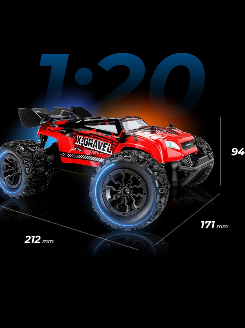 Voiture télécommandée OVERMAX X-Gravel - 2 x Carrosserie - Tout terrain - 20 km/h - 30 min Noir / Vert / Rouge - Kiabi