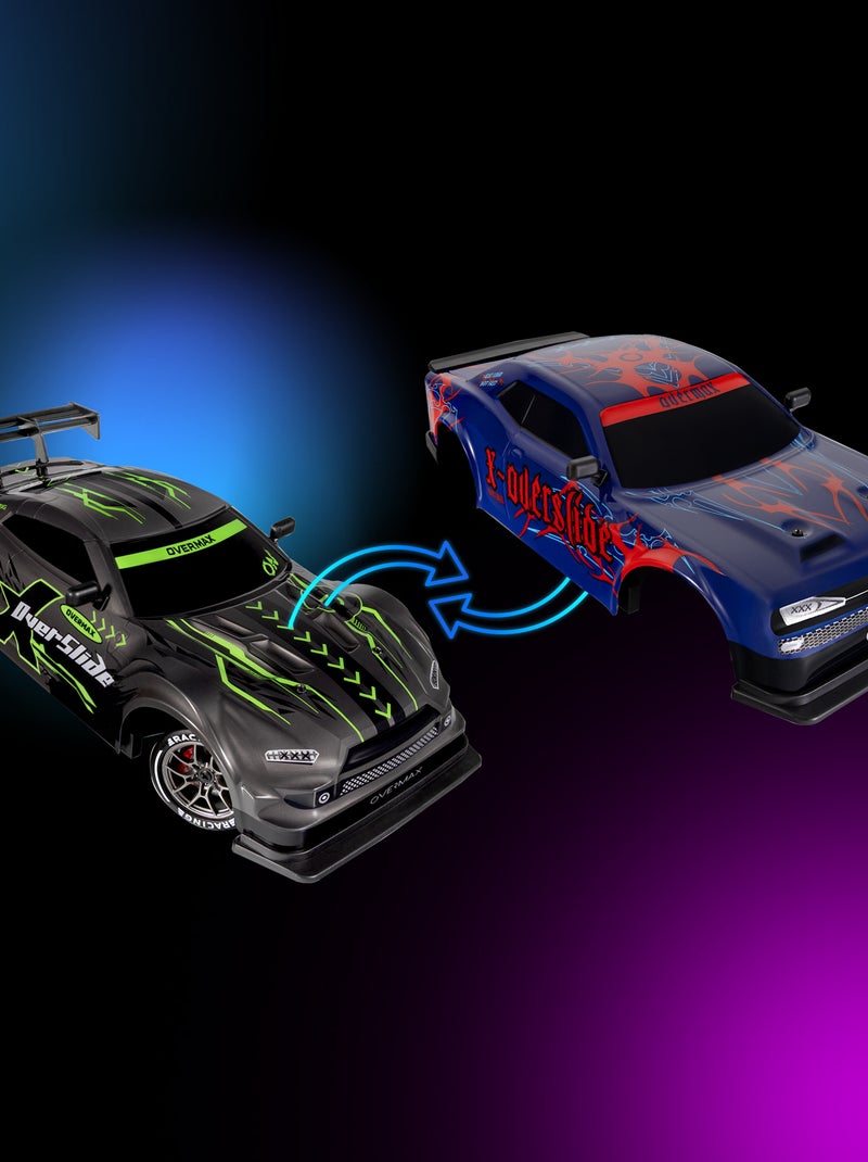 Voiture télécommandée OVERMAX X-Overslide - 2x Carrosserie - Eclairage LED - 40 min d'autonomie Bleu - Kiabi