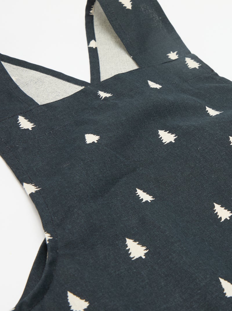 Volwassen schort met kerstprint van katoen 94x69 cm Zwart - Kiabi