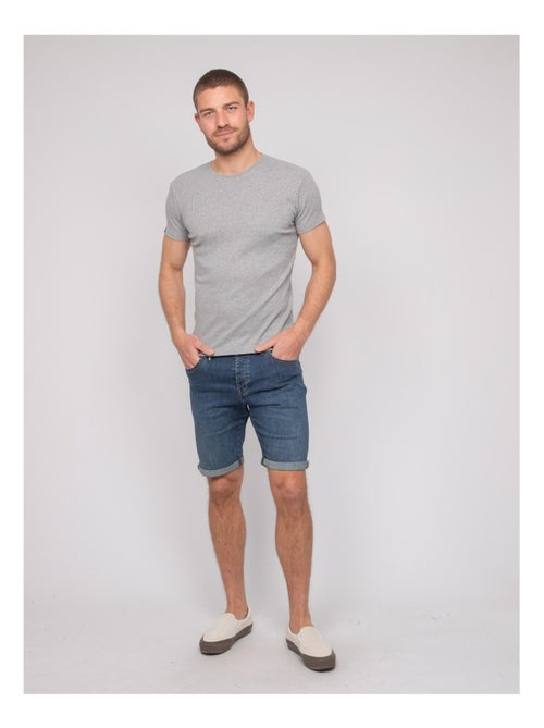 Walter geribbeld katoenen t-shirt met ronde hals - Kiabi Walter geribbeld katoenen t-shirt met ronde hals - Kiabi