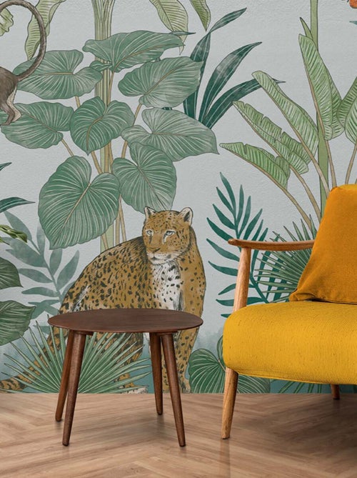 Wandbekleding panoramisch intissé tropische jungleprint met dieren – Future Home - Kiabi Wandbekleding panoramisch intissé tropische jungleprint met dieren – Future Home - Kiabi
