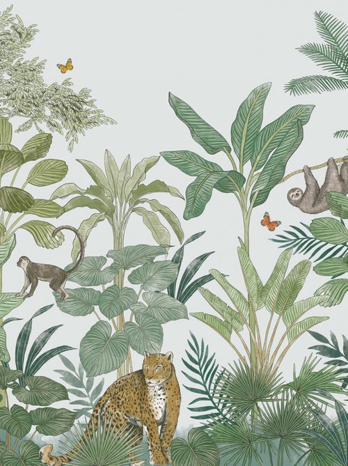 Wandbekleding panoramisch intissé tropische jungleprint met dieren – Future Home - Kiabi Wandbekleding panoramisch intissé tropische jungleprint met dieren – Future Home - Kiabi
