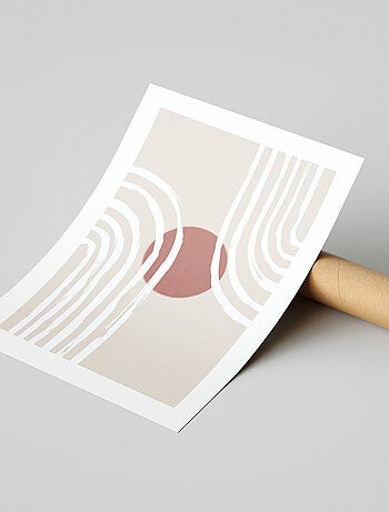 Wandposter abstract 'FADO' papier 50 x 70 cm beige – Future Home