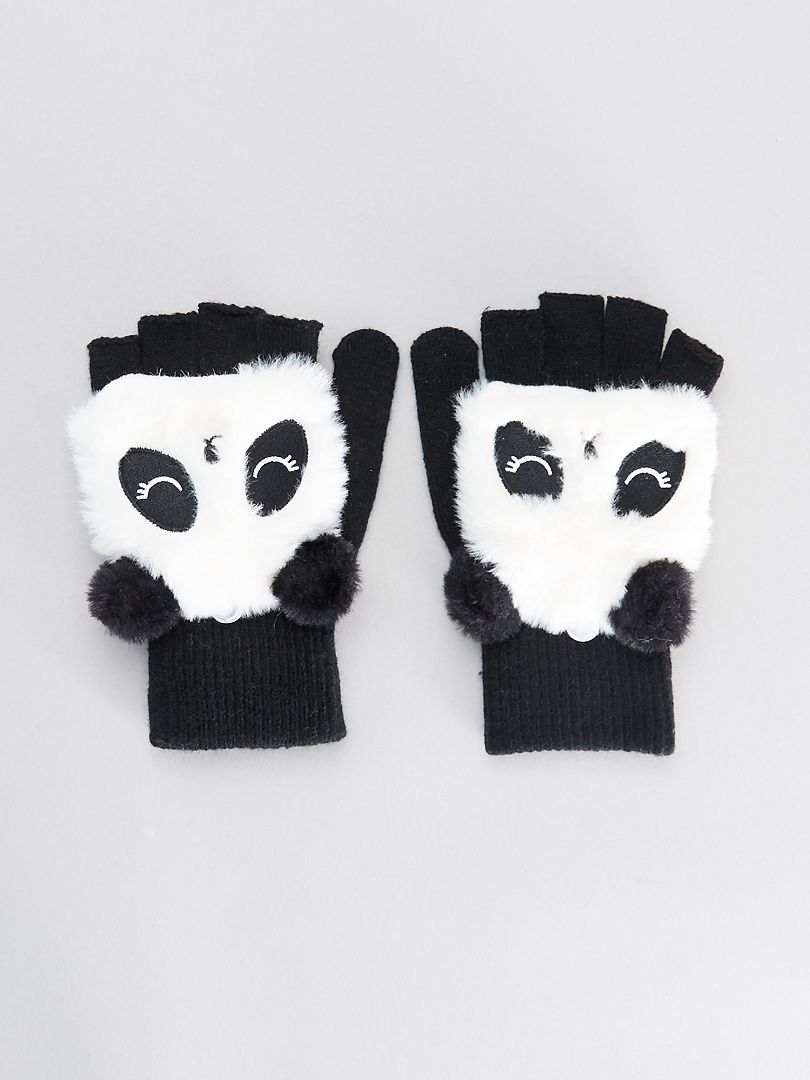 Wanten 'panda' zwart - Kiabi