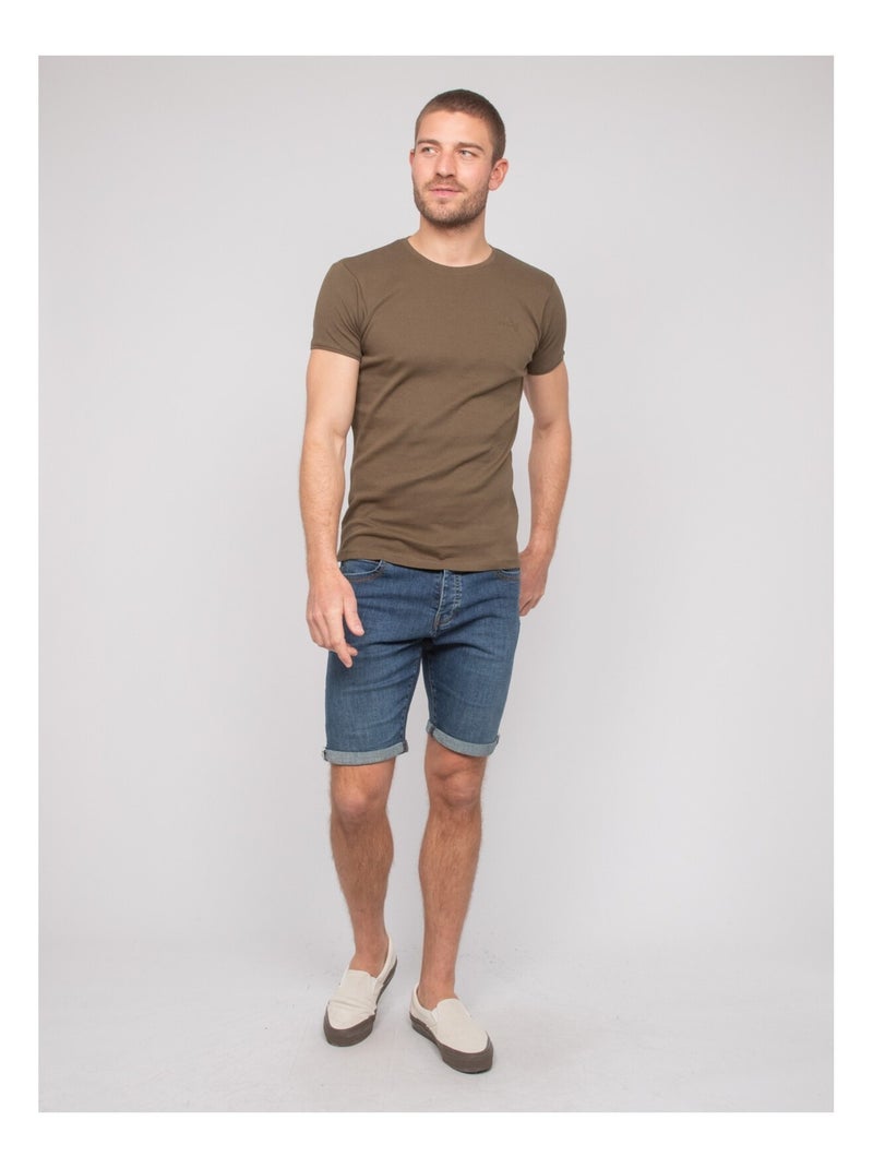 Warlof katoenen t-shirt met ronde hals Kaki - Kiabi