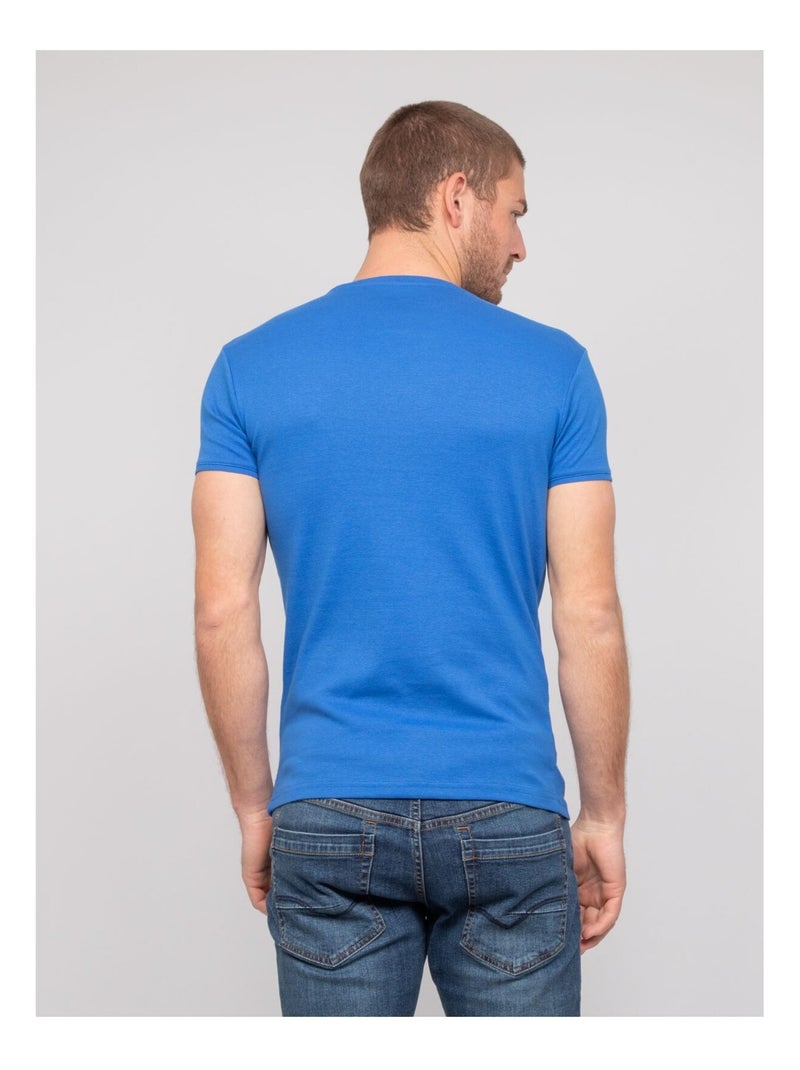 Warlof katoenen t-shirt met ronde hals Koningsblauw - Kiabi