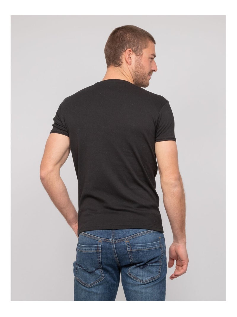 Warlof katoenen t-shirt met ronde hals Zwart - Kiabi