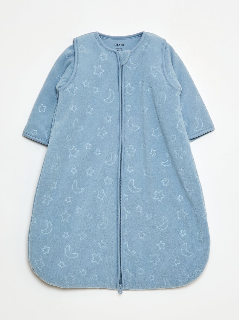 Warm babyslaapzakje in fleece met afneembare drukknoopmouwen Blauw - Kiabi