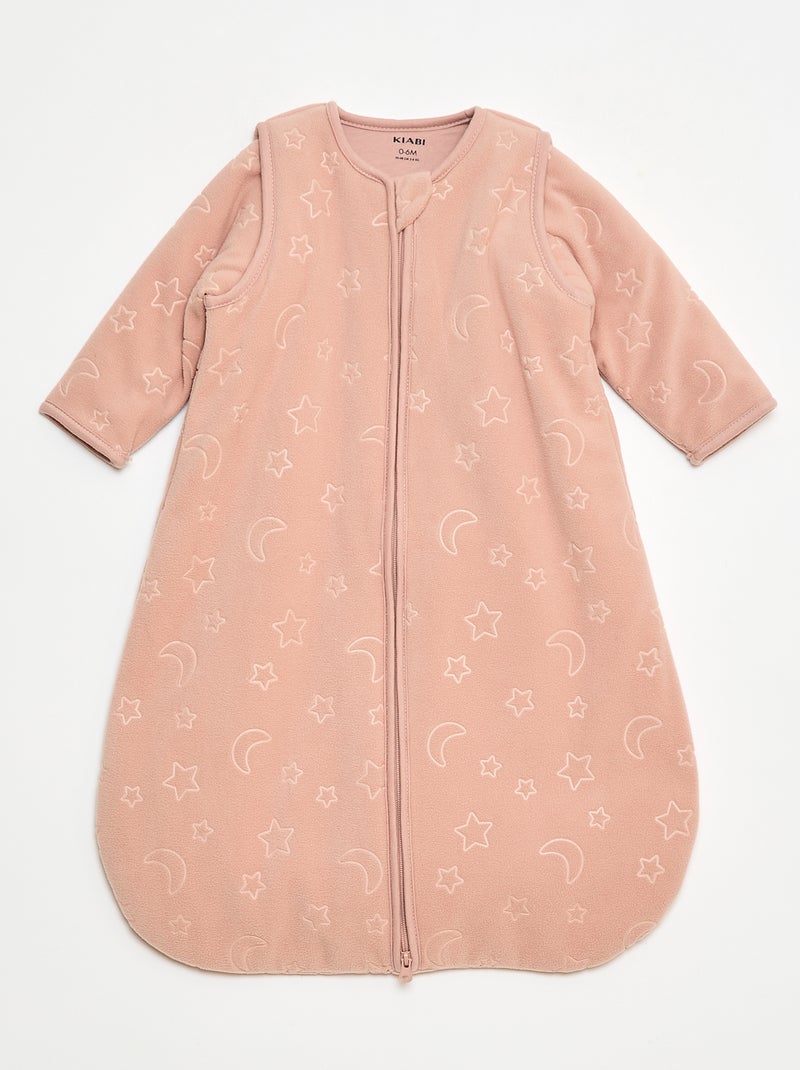 Warm babyslaapzakje in fleece met afneembare drukknoopmouwen Rose - Kiabi