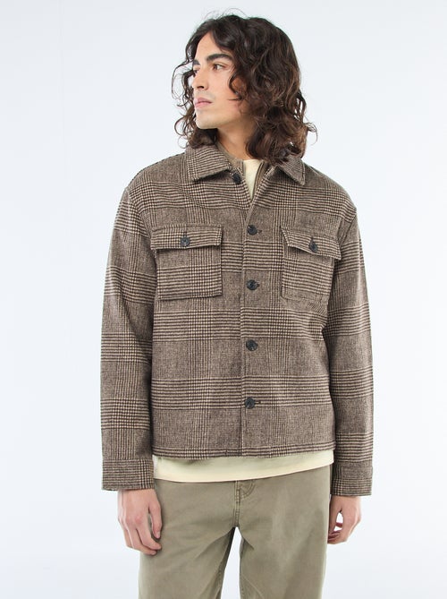 Warm, effen overshirt met zakken met klepje - Kiabi