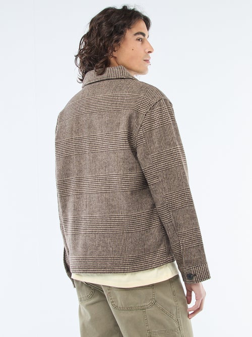 Warm, effen overshirt met zakken met klepje - Kiabi