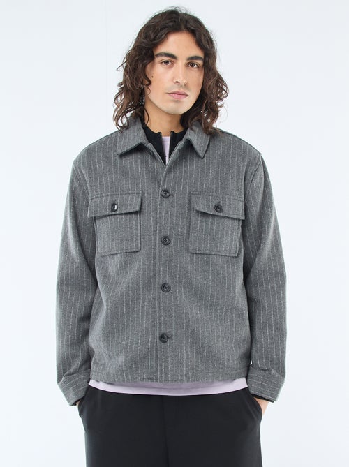 Warm, effen overshirt met zakken met klepje - Kiabi