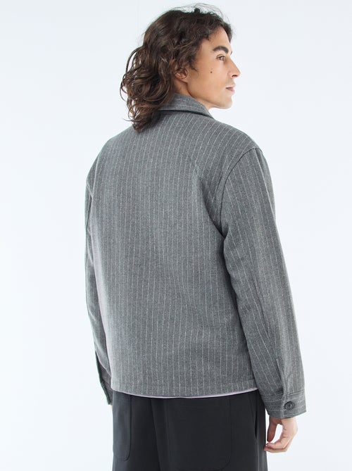 Warm, effen overshirt met zakken met klepje - Kiabi