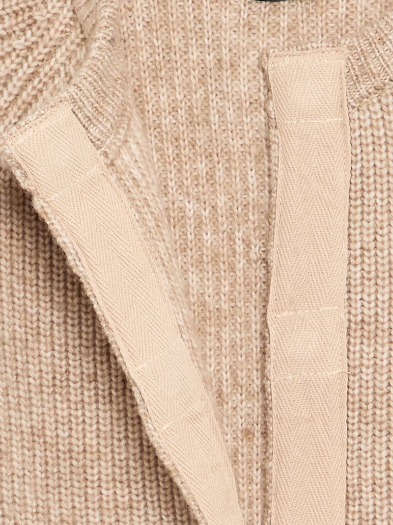 Warm gebreid vest - gemakkelijk aan te trekken collectie Biege - Kiabi