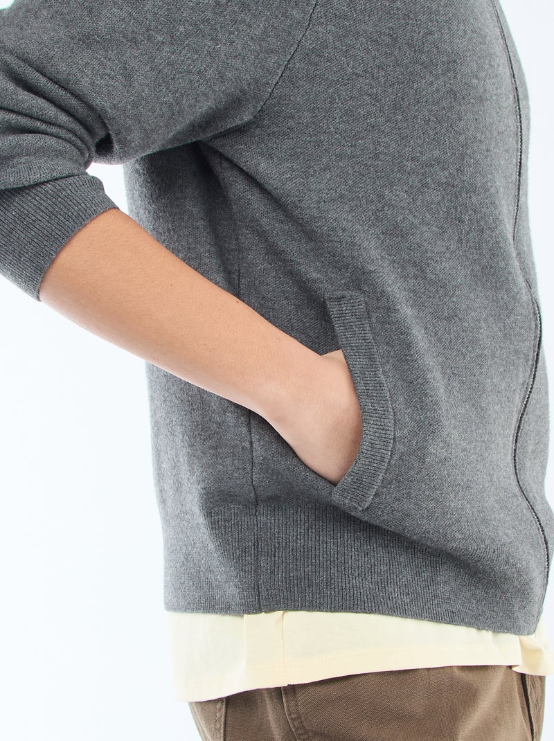 Warm, gewatteerd vest met opstaande kraag en rits Grijs - Kiabi