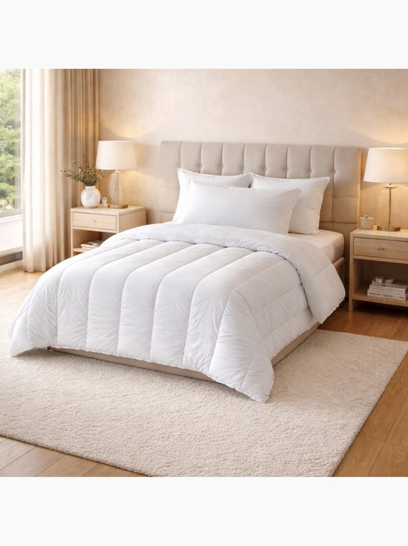 Warm premium anti-huisstofmijt dekbed + 1 ademende kussenset Wit - Kiabi