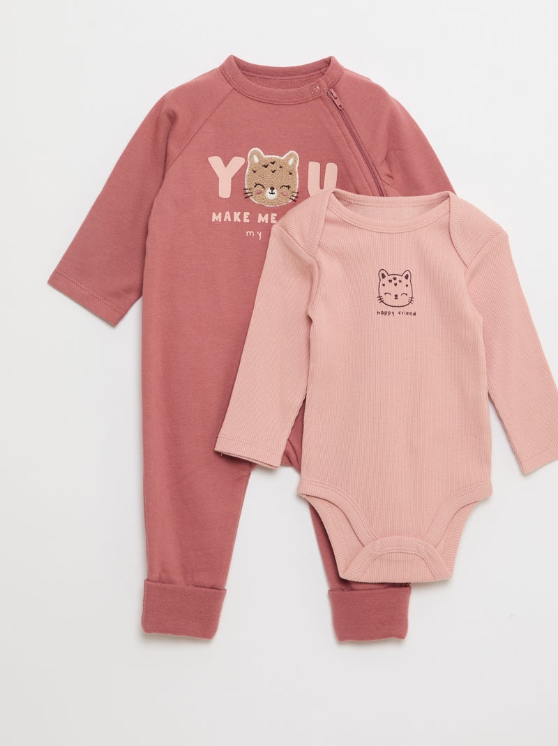 Warm setje - Slaappakje en rompertje Rose - Kiabi